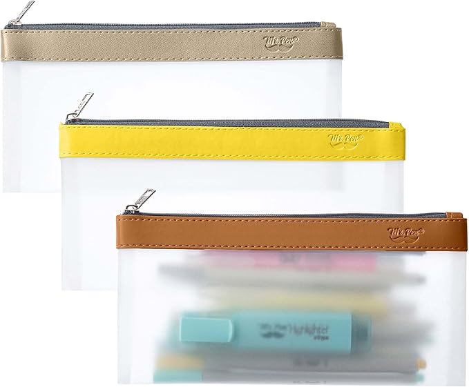Mr. Pen- Clear Pencil Pouch, 8.50"x4.25", 3 Pack, Durable TPU Material, Medium Water-Resistant Pencil Bags with Smooth Zipper, Multipurpose Clear Pouch for Stationery, School, Office, Travel Supplies