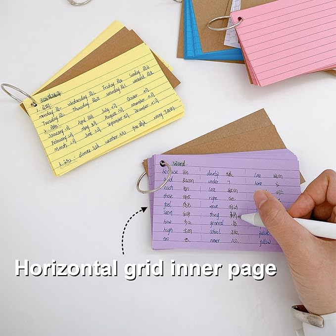 Lined Indexes Cards Flashcards Presentation Studying Note Blanks Revisions for Home and School Lined Indexes with Binding Rings