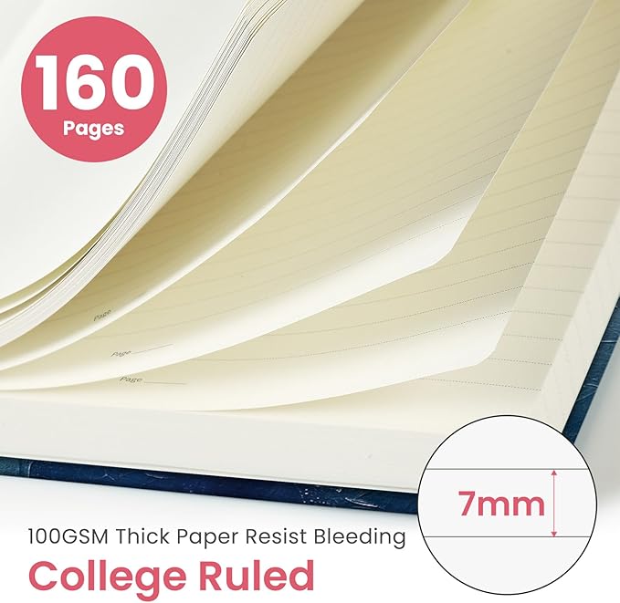 Taja Pretty Lined Journal for Women, Aesthetic Cute Hardcover Leather Journal for Writing, A5 College Ruled Notebook for Work & Note Taking, Perfect for Office School Home, 160 Pages, Sunset