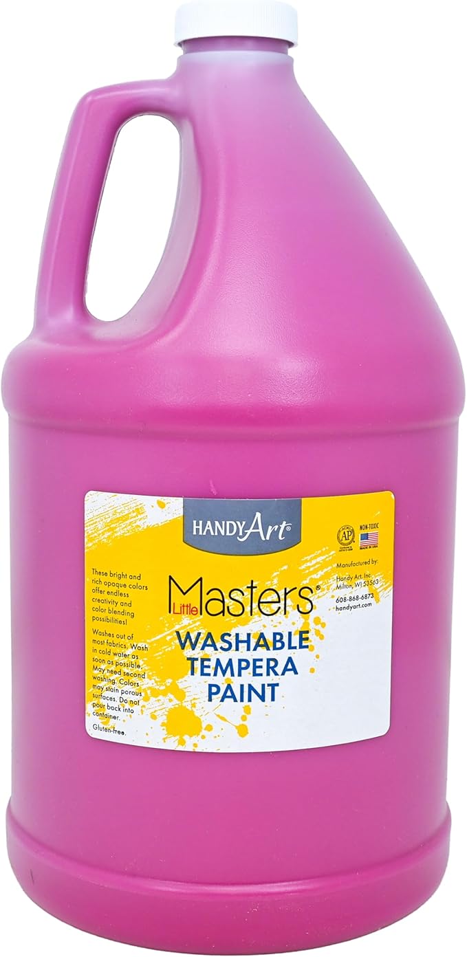 Handy Art Little Masters Washable Tempera Paint, Magenta, Gallon 128 oz Bottle, Bright & Mixable, High Opacity, Washable Colors for Classroom, Students, Kids, Safe & Non-Toxic, Made in USA