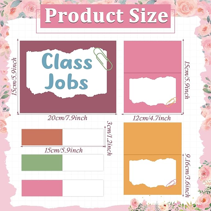 112Pcs Class Jobs Chart for Classroom Colorful Boho Classroom Job Bulletin Board Set Back to School Class Management Educational Teacher's Helper Pocket Chart Posters Cards Chalkboard Decor School Sup