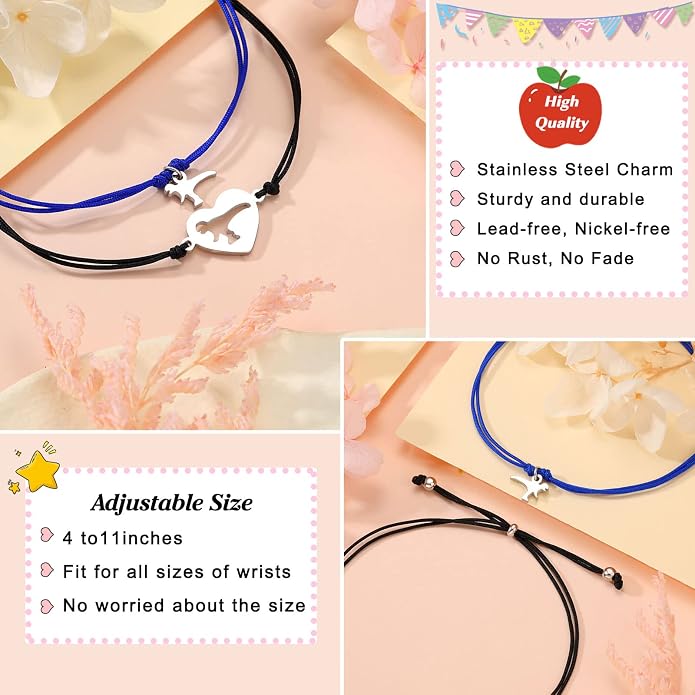 UNGENT THEM Back to School Bracelet Mother Son Dinosaur First Day of School Gifts for Boys Girls