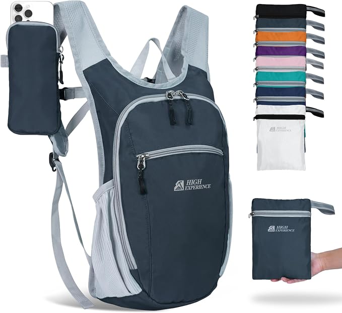 Small Hiking Backpack Packable Lightweight for Women Men | 10L/15L, Hiking Daypack, Foldable, Water Resistan, Ultralight, with Phone Pocket, Travel, Outdoor, Walking