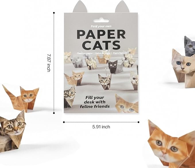 Origami Paper Cat Kit - 50pcs DIY Foldable Cute Cat Figurines, Japanese Stationery Style Fun Craft Activity, Desktop Decor for Cat Lovers
