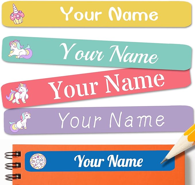 120 PCS Personalized Labels for Kids，Custom Name Tag Stickers Labels Waterproof for School Supplies,Water Bottle,Lunch Box,Toys(2.3 x 0.4 in)