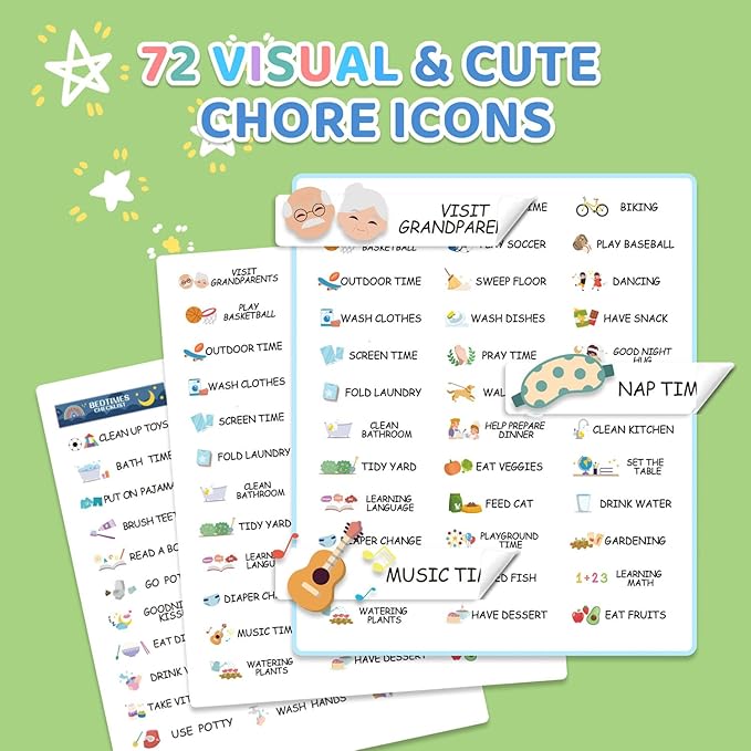 Upgraded 2 in 1 Bedtime/Morning Routine Chart - Magnetic Chore Chart for Toddlers, Cute Visual Schedule Board for Home, Kids Checklist to Do List ADHD Tools