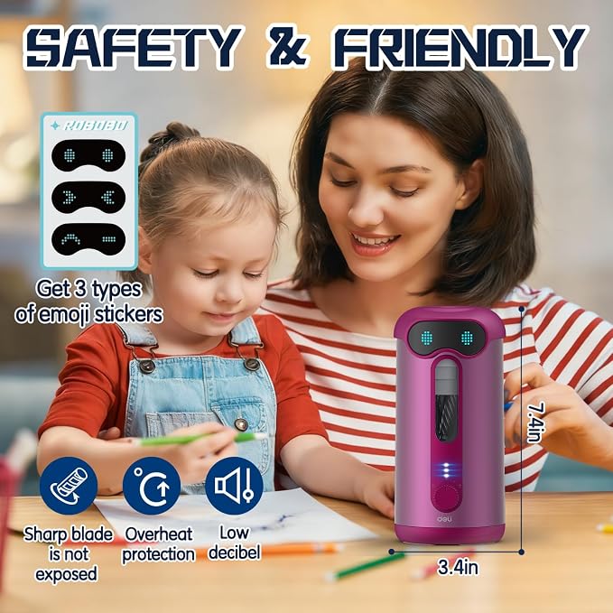 deli Electric Pencil Sharpener, Fully Automatic Pencil Sharpener, Deep Pink