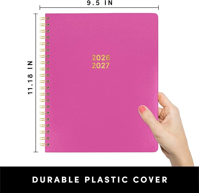 PAPERAGE Academic Planner, Weekly & Monthly Planner & Calendar, 12-Months, July 2026 - June 2027, (9.5" x 11"), School & Student Planning Agenda with Tabs, Bonus Pages & Inner Pocket, Raspberry