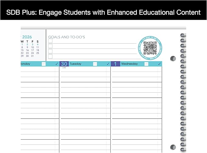 Dated Middle High School Student Planner 2026-2027 Academic School Year, Large (8.5" by 11") Matrix Style Datebook with Classic Middle/High Matrix Cover
