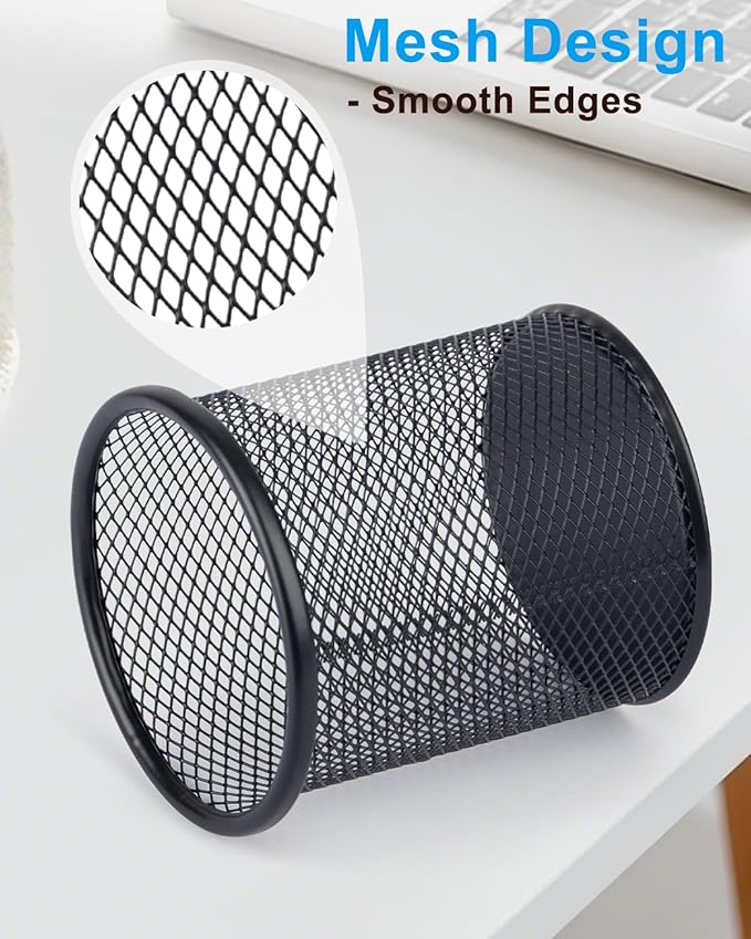Pen Holder and Desk Organizer, Office Caddy Storage for School Home Office (Black, Small)
