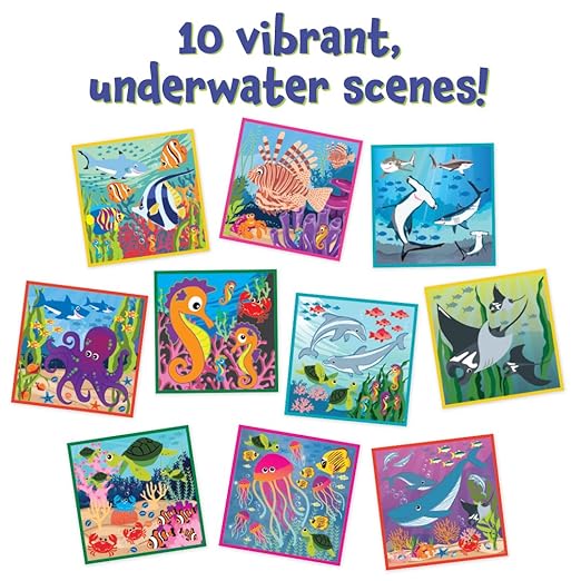 READY 2 LEARN Magic Scratch Paper - Sea Life - 10 Vibrant Scenes - Scratch Art for Kids - Reveal Colorful, Underwater Designs