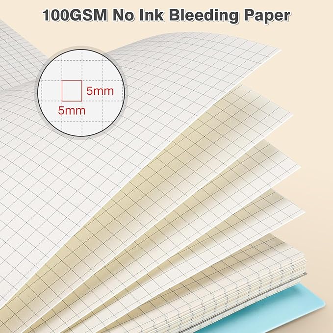 Graph Paper Notebook 8.5" X 11": 5 Subject Graphing Notebook with Removable Dividers, 300 Pages 100gsm Thick Spiral Grid Notebooks, 5x5 Graph Ruled Paper, Large A4 Math Journal for School Engineering