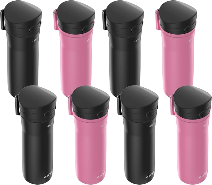 Contigo Jackson Chill 2.0 Water Bottle with Autopop Lid, Pink and Black, 20oz (Pack of 8)