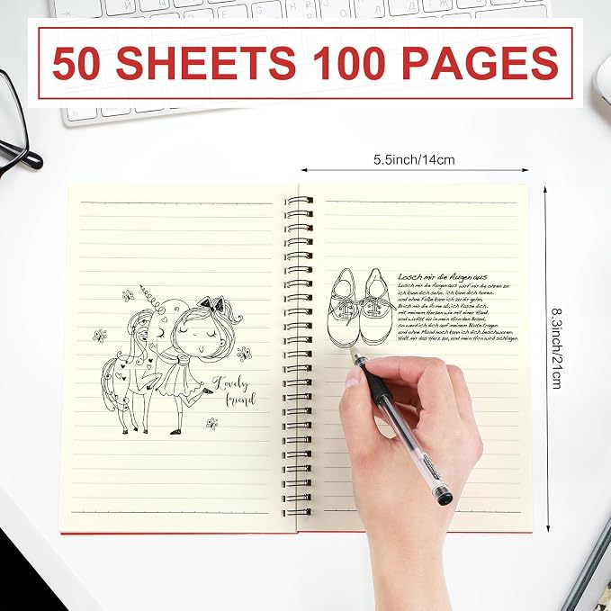 Yahenda 36 Pcs Spiral Notebooks, 1 Subject, Wide Ruled, Red