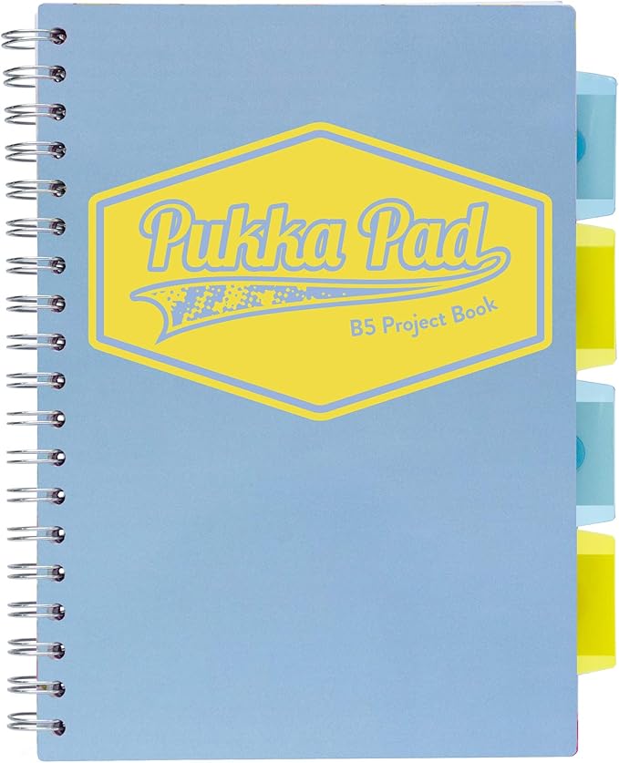 Pukka Pad 5 Subject Spiral Notebook 3-Pack - 200 Pages, 100 Sheets of 80GSM Paper with Repositionable Dividers & Perforated Edges for School & Office Planning & Organization - B5-7 X 10, Pastel