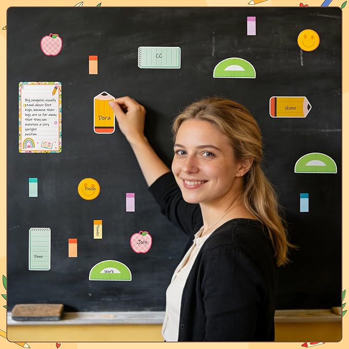 B1ykin Retro Teacher Sticky Notes Set - A Good Day to Teach Tiny Humans Self-Stick Notes Pad, 550 Sheets Writing Memo Pages Sticky Notepad for Teacher Appreciation Gifts, School Office Supplies (5Pcs)