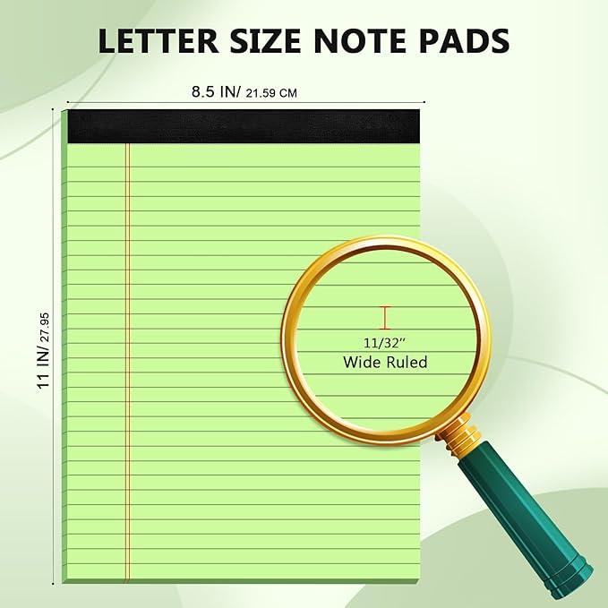 Legal Pads 8.5 x 11, Note Pads 8.5 x 11, Wide Ruled Paper, 4 Pack Colored Legal Pads, Pink Writing Pad, Multicolor Notepad with Sturdy White Back, 30 Sheets/Pad, Lined Paper Writing Paper Tablets