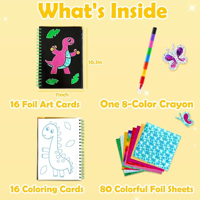 FUNNYB&G Mess-Free Foil Art Craft for Kids Ages 4-10, Kids Birthday Gift