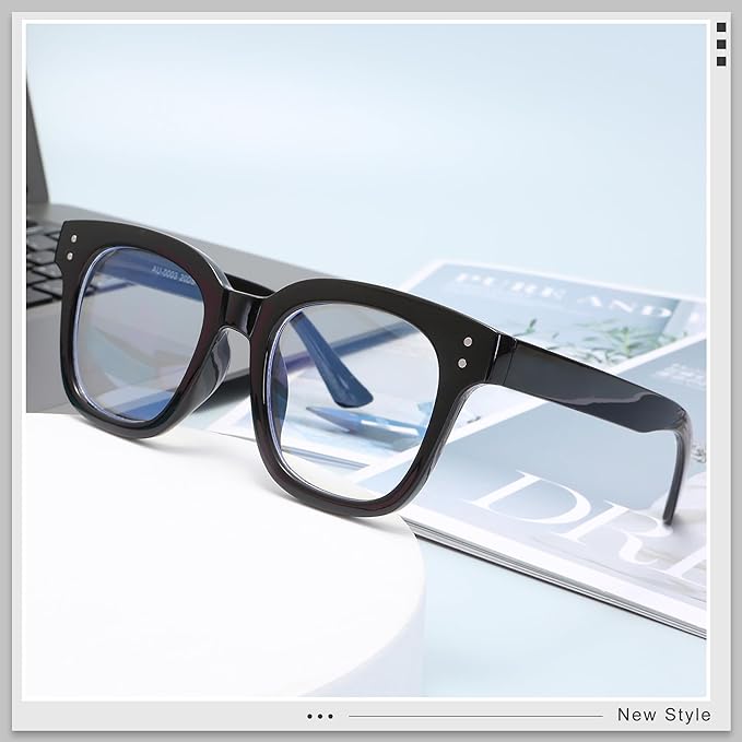 Madison Avenue Blue Light Blocking Glasses Oversized Fashion Blue Light Blocker for Women Anti Eyestrain & UV Protection Computer Eyeglasses (Black)