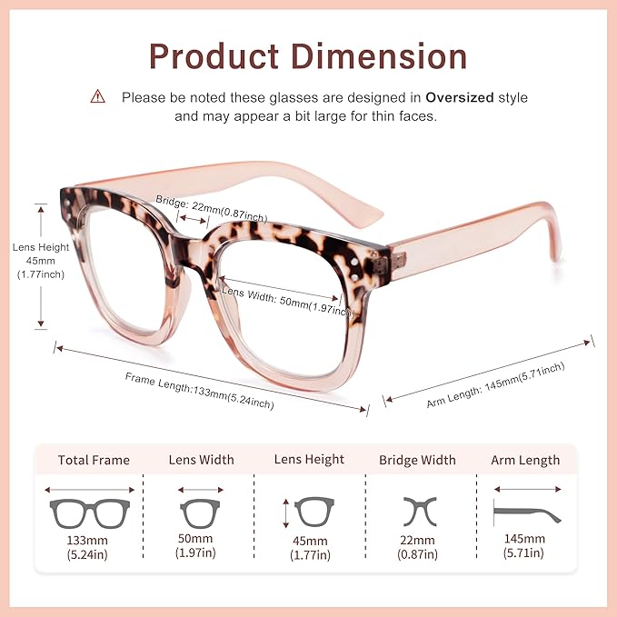 Madison Avenue Blue Light Blocking Glasses Oversized Fashion Blue Light Glasses for Women Anti Eyestrain & UV Protection Computer Eyeglasses (Gradient Brown)