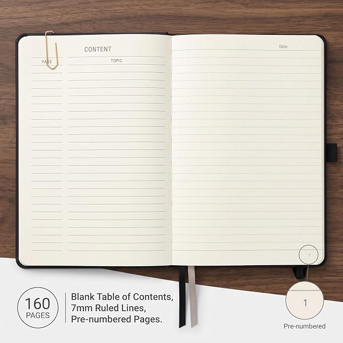 AHGXG Lined Journal Notebook, 160 Numbered Pages, A5 Size (5.7'' x 8.3'')