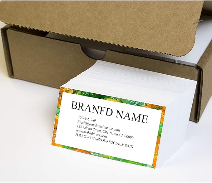 Custom Printed Business Stock Cards - Thick Sturdy Stock - 3.5" x 2" - 100% Recycled Content (500/200 PCS) Premium Double-sided Print