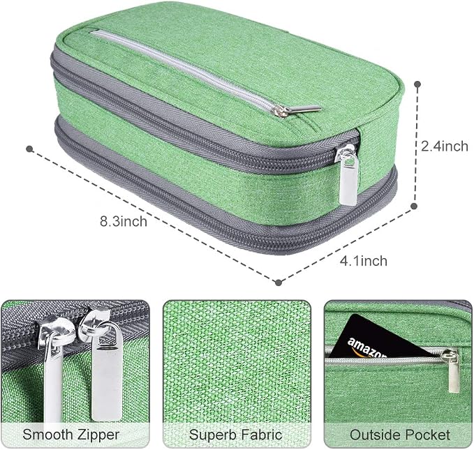 Chelory Big Pencil Case Large Capacity Pencil Bag Pouch High Storage Pen Holder Marker Makeup Bag Office Desk Stationery Organizer Supplies Adults-Green