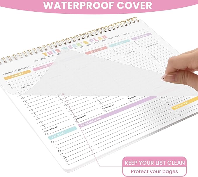 Weekly To Do List Notepad - Weekly Planner Notepad with 52 Undated Sheets（8.5"×11"), Undated To Do List Notepad for Office Desk Accessories and Supplies, School & Home, Waterproof Cover
