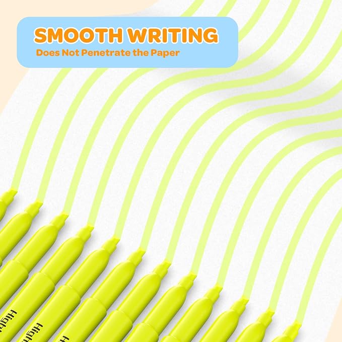 48 Count Yellow Highlighters Bulk - Chisel Tip, No Bleed & Quick Dry, Ideal for Note Taking, Studying, School, Office, Student & Teacher Supplies