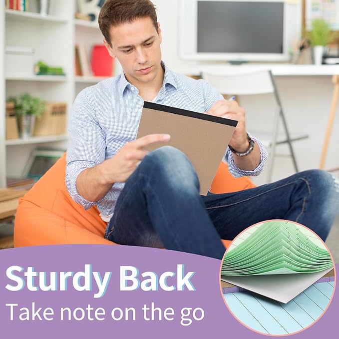 Colored Legal Pads, 3 Pack Writing Pads 8.5 x 11 inch, Micro Perforated Notebooks with Sturdy Back, Wide Ruled, 30 Sheets Per Writing Pad for School, College, Office, Professional (Blue/ Pink/Purple)