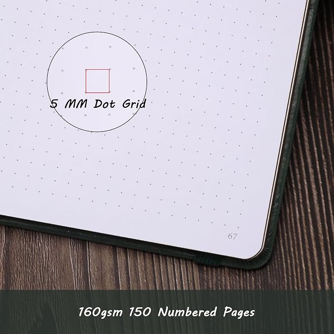 TIEFOSSI B5 Dotted Journal, 160 GSM Dot Grid Notebook for Women Men