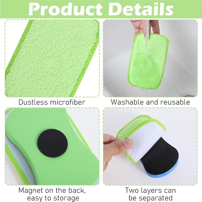 3Pcs Chalkboard Eraser, Washable Reusable Dustless Chalk Eraser