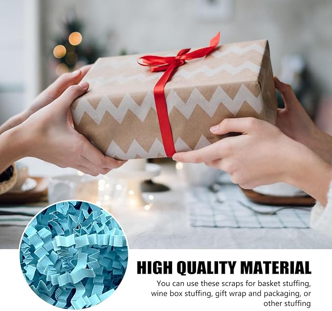 ZEBMOON 1 LB Blue Crinkle Cut Paper Shred Filler Great for Gift Wrapping, Basket Filling, Birthday, Wedding, Halloween, Thanksgiving, Christmas Day, New Year Party Decorations Filling Supplies