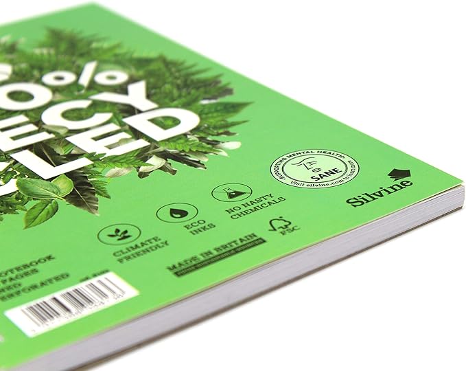 Silvine A5 Premium Recycled Wirebound Notebook - 120 Lined Pages of 100% Recycled Paper. Ref R103