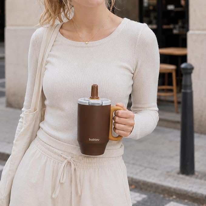 insulated tumblers for travling camping, 316L Stainless Steel Tumbler with Lid and Straw, 23 oz Coffee Tumbler with Handle for Tea, Cold Hot Beverages at Home Office or on the Go Travel Coffee Mugs