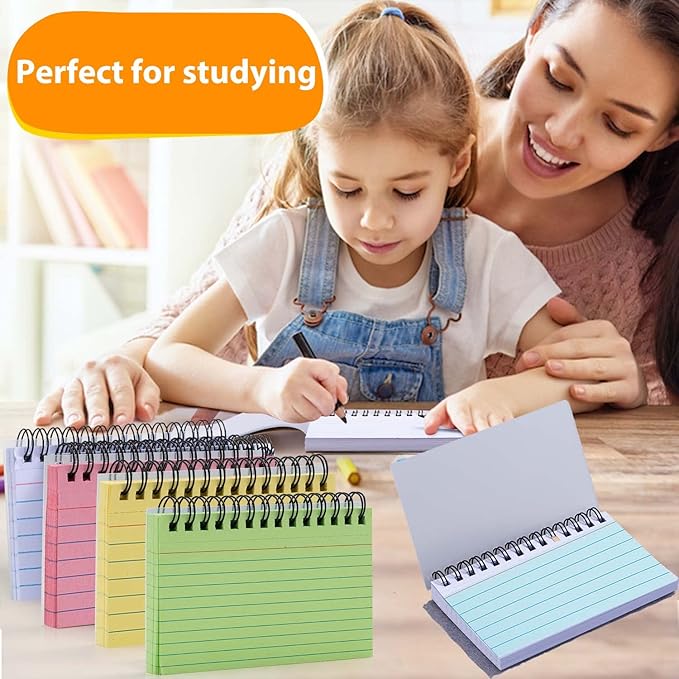 PRIMBEEKS 400 Pcs Premium Index Cards, 3 x 5 Inch Multicolor Learning Card, Double-sided Available Note Cards, Multicolor Paper Ring Index Card Note Taking Paper for Studying, School, Memory