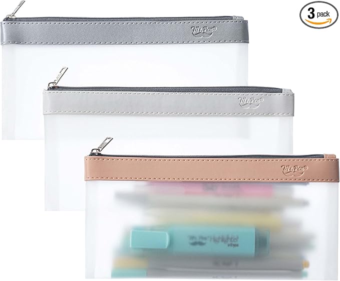 Mr. Pen- Clear Pencil Pouch, 8.50"x4.25", 3 Pack, Durable TPU Material, Medium Water-Resistant Pencil Bags with Smooth Zipper, Multipurpose Clear Pouch for Stationery, School, Office, Travel Supplies