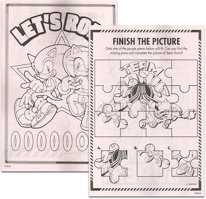 Sonic the Hedgehog Coloring Book for Kids Ages 4-8 - Bundle with Sonic and Shadow Coloring Pages, Activities, Games Plus Sonic Stickers, More | Sonic Activity Book Set for Boys
