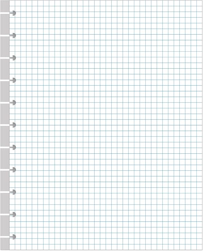 A4 TUL Discbound Grid Filler Paper - 11 Disc Graph Paper, Letter Size 100Sheets / 200Pages Loose-Leaf Paper, 100gsm White Paper, 8.5'' x 11''