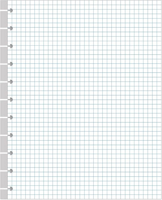 A4 TUL Discbound Grid Filler Paper - 11 Disc Graph Paper, Letter Size 100Sheets / 200Pages Loose-Leaf Paper, 100gsm White Paper, 8.5'' x 11''