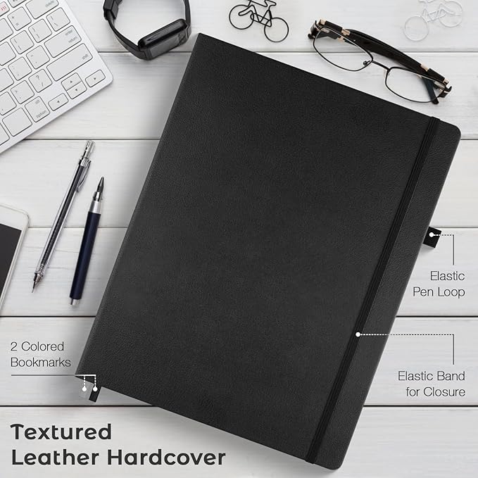 3 Pack Graph Paper Notebook, Hardcover Notebook 8.5 x 11, Grid Notebook Journal for Women, Men, Large Leather Journals for Writing, Thick Paper, A4 Notebooks for Work, School Supplies, Engineering
