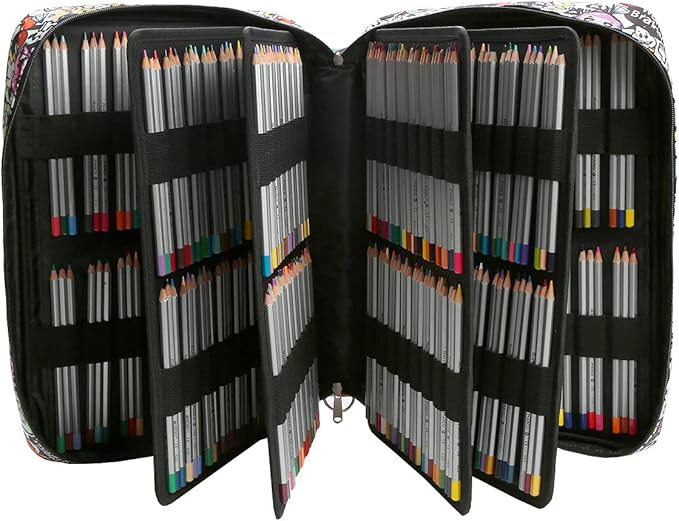 Lbxgap Portable Colored Pencil Case Holds 480 Slots Pencils or 320 to 328 Gel Pens Large Capacity Pencil Organizer with Handle Strap Handy for Colored Pencils & Gel Pen