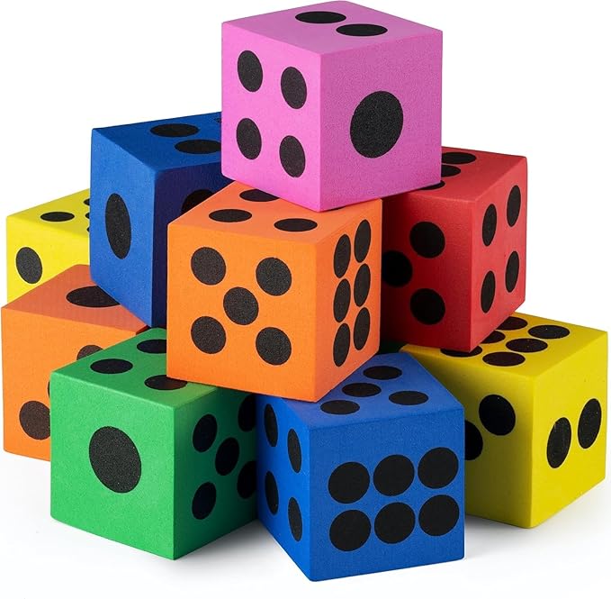 Foam Dice Set - Bulk Pack of 180, 1.5 Inch Large Assorted Colorful Foam Dice Cubes with Number Dots, Use for Kids, Classrooms, Math Games, Building Toys, Party Supplies by Bedwina