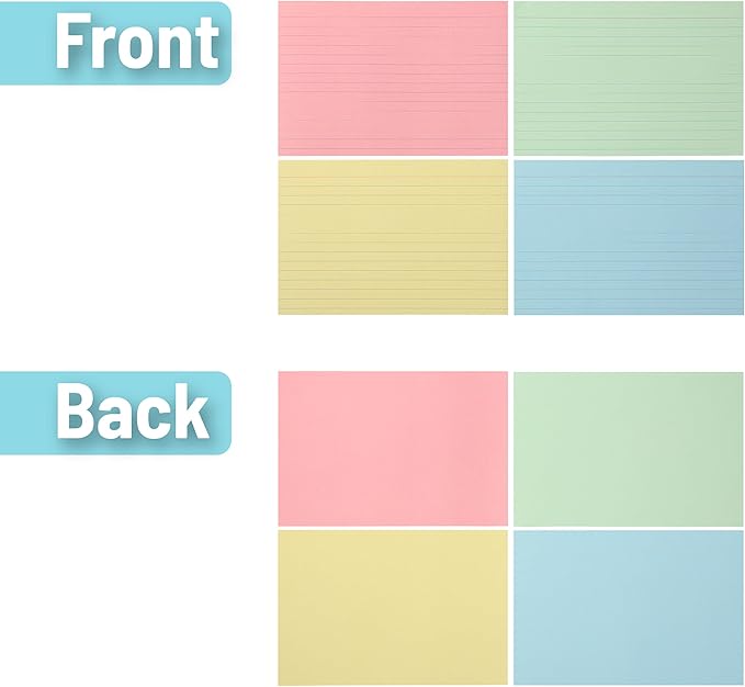 Mr. Pen- Lined Index Cards, 4"x6", 144 Cards, Assorted Colors, Bulk 4x6 Index Cards, Ruled for School, College, Office and Home Organization, Durable Study To Do List Note Cards with Ruled Lines