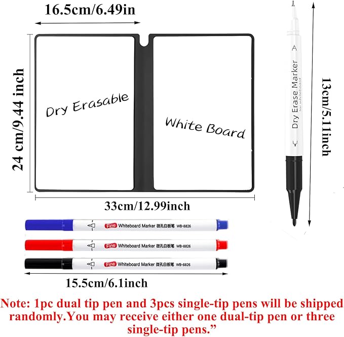 Marte Vanci Whiteboard Notebook Reusable Dry Erase Whiteboard with Pen and Wiping Cloth A5 Portable Dry Erase Pad with PU Cover White Board for Notes Lists Memo Message Presentation(Gray)