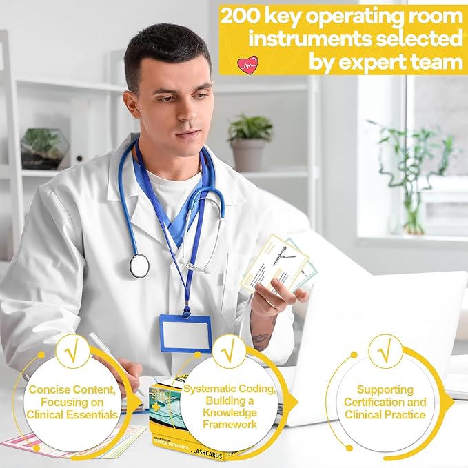 200Pcs Surgical Instruments Flashcards Technology Cards of 13 Specialties CST & CRCST Prep Instrument Index Card for Technologists Exam Medical Students Operating Room Nurses Surgical Gift Accessory
