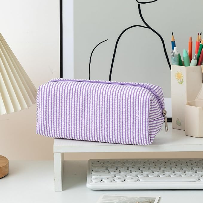 Cute Pencil Case Capacity Pencil Pouch Aesthetic Pen Bag Office Stationery Organizer Simple Sturdy Multifunctional Cosmetic Pouch (purple)