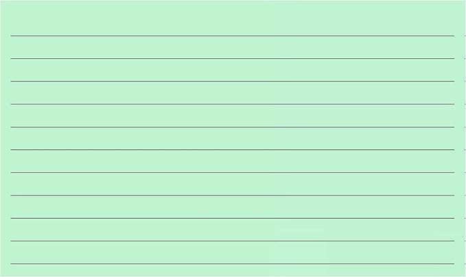 Colonial Cards: 150 Color Cardstock 3" x 5" Index Cards, Light Green, Lined Landscape Format