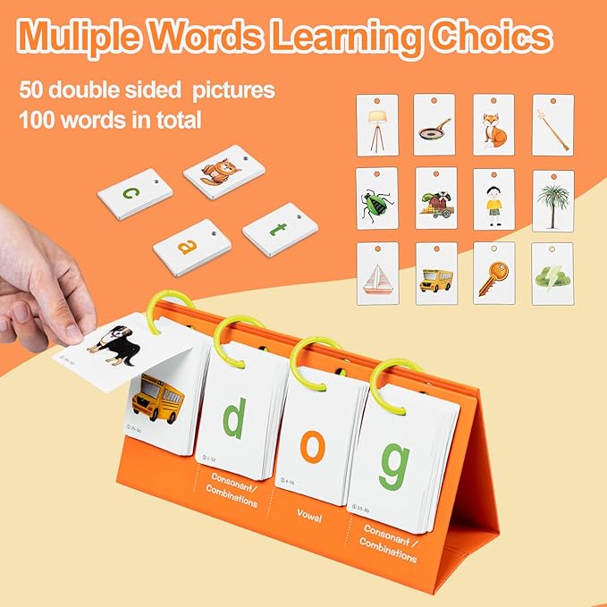 Alened Phonics Flash Cards Sentence Building for Kids, Learn to Read Sight Words Phonics Flashcads, Special Education Homeschool Classroom Supplies