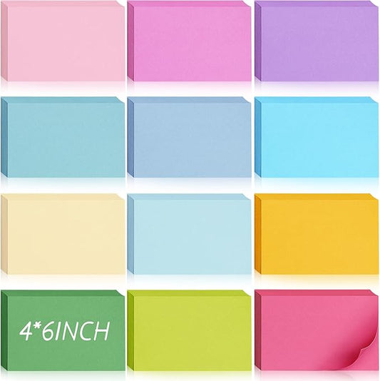 Ctosree 1440 Pcs Colored Index Card Blank Index Note Colored Flash Cards Blank Colorful Study Notecards Flashcards Memo Scratch Pad for Office School Supplies(4 x 6 Inch,Fresh Color)